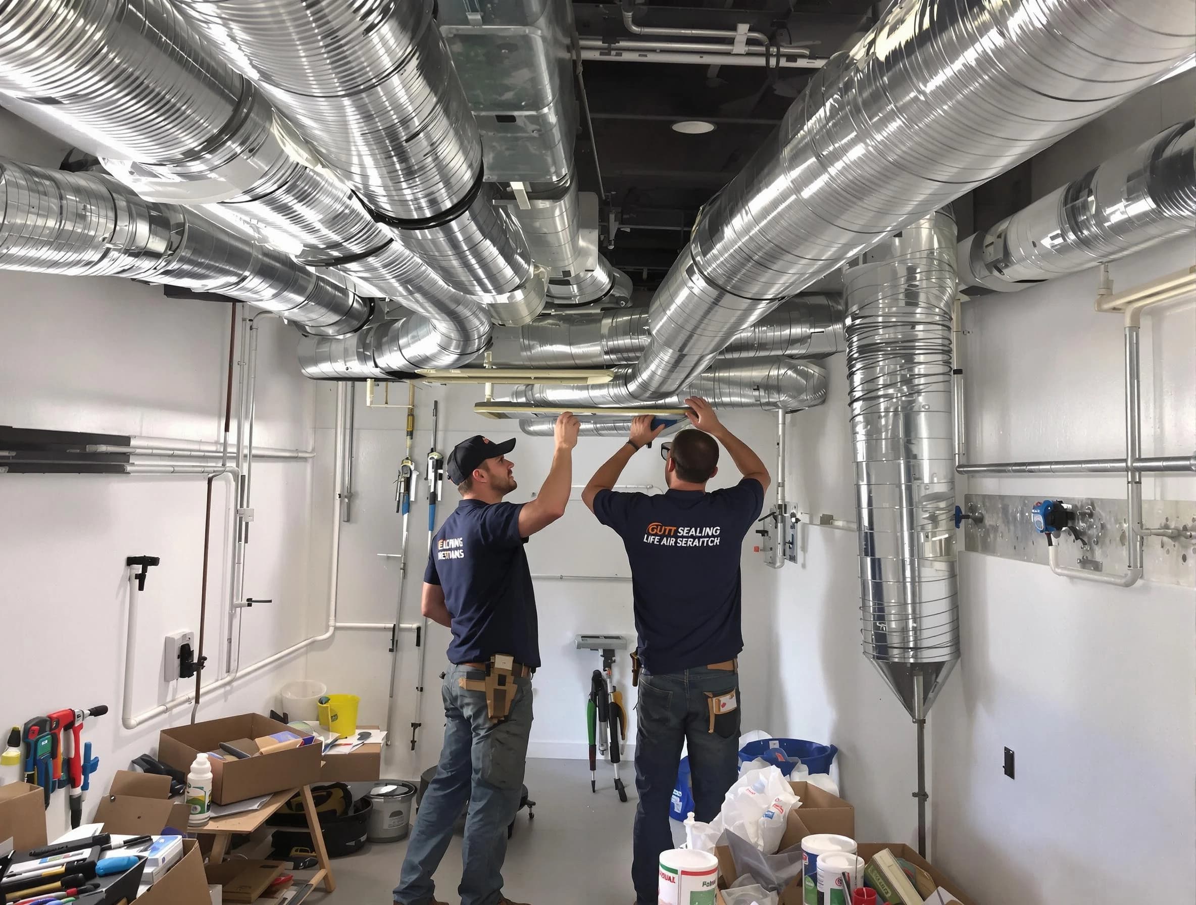 Sandston Air Duct Cleaning technician applying professional duct sealing solutions in Sandston