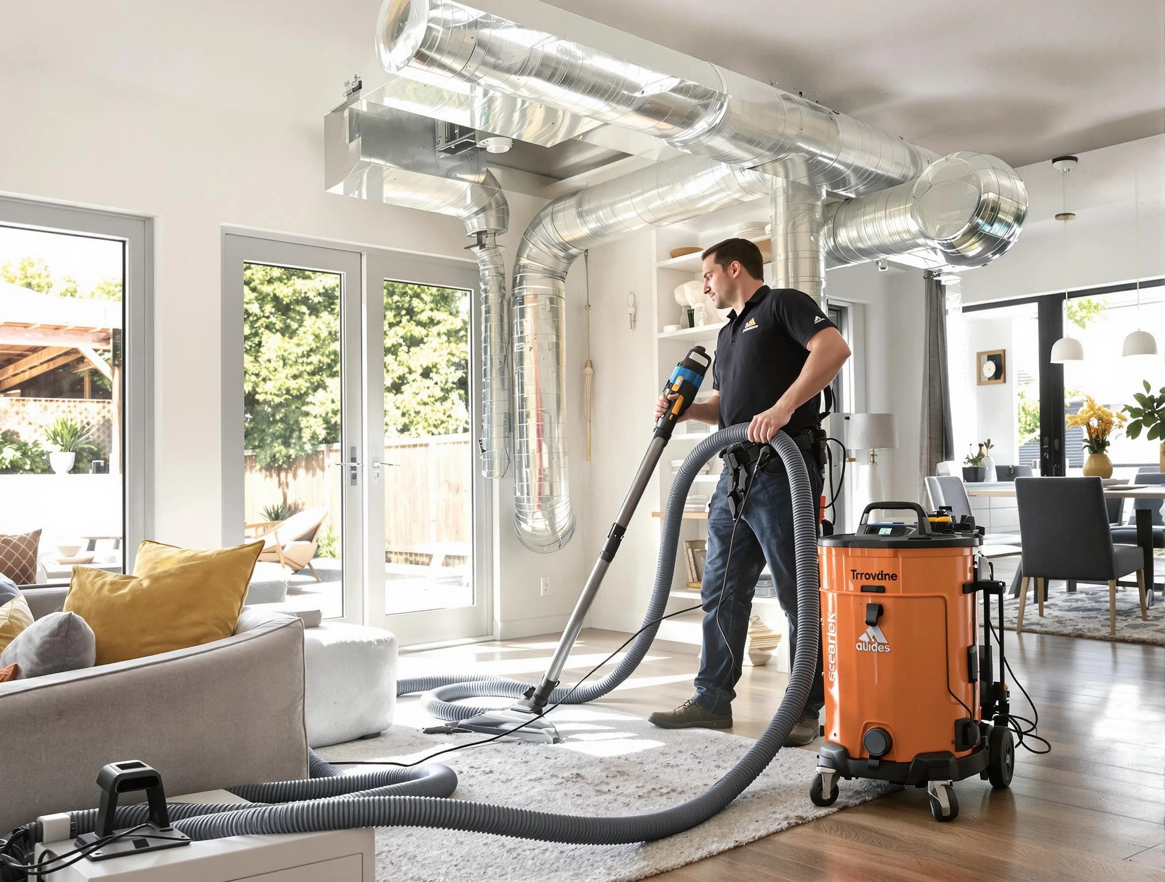 Sandston Air Duct Cleaning specialist performing thorough residential duct cleaning using advanced equipment in Sandston