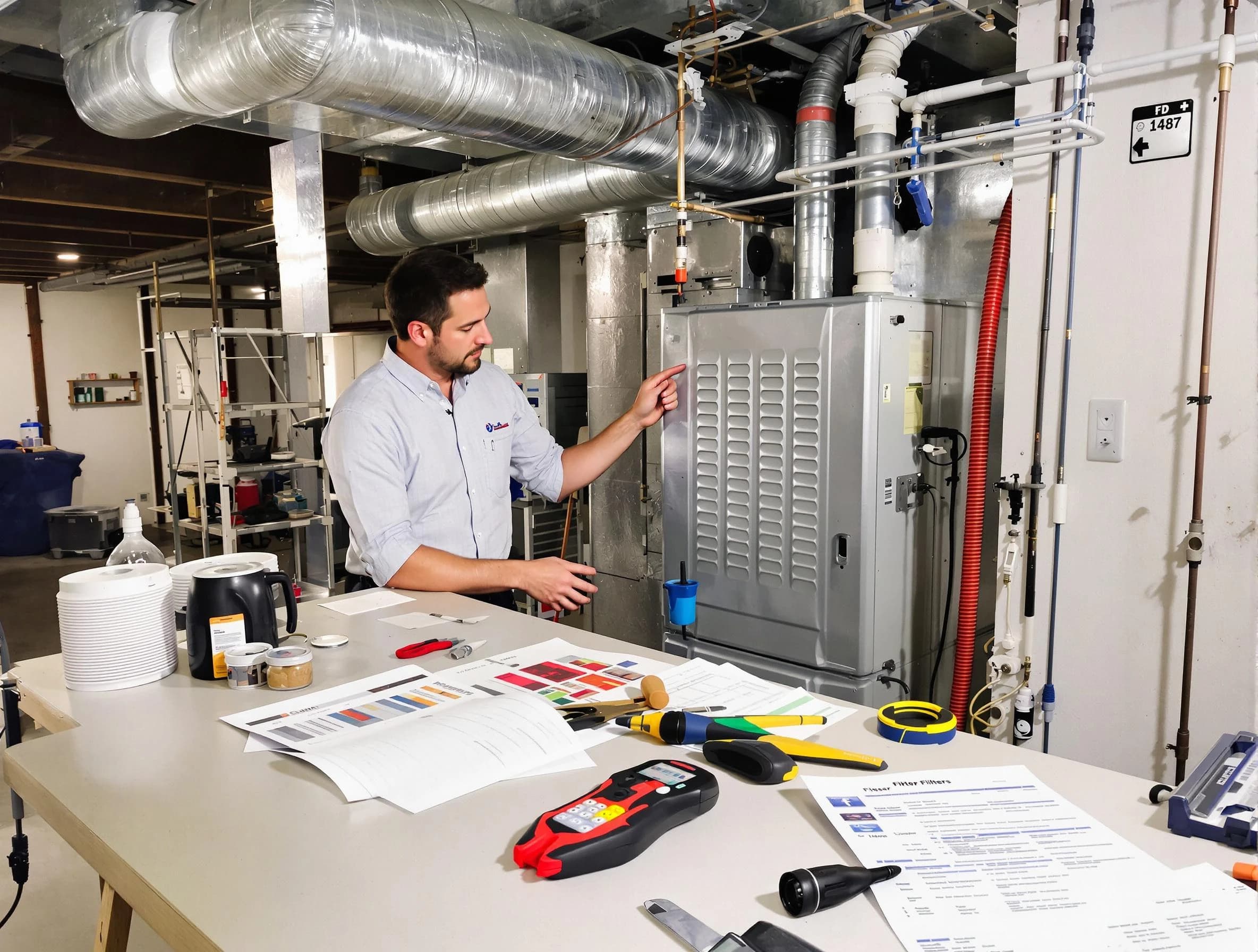 Sandston Air Duct Cleaning inspector conducting detailed filter system evaluation using professional diagnostic tools in Sandston