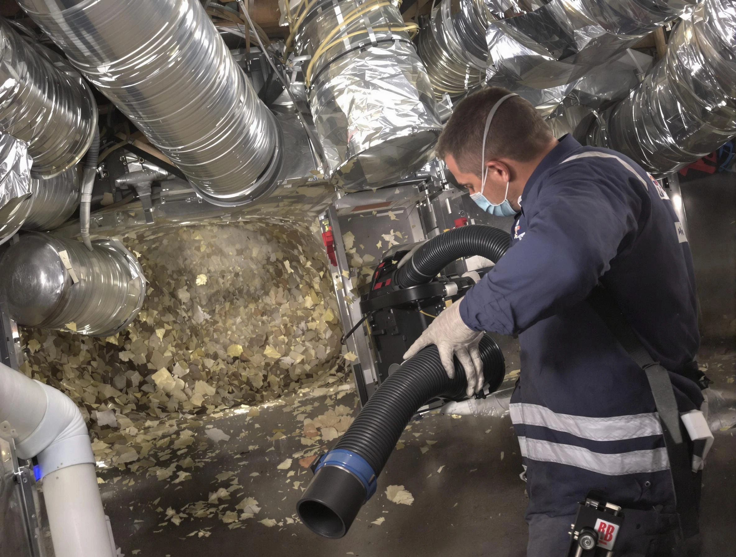 Sandston Air Duct Cleaning specialist operating negative pressure cleaning equipment for thorough duct maintenance in Sandston